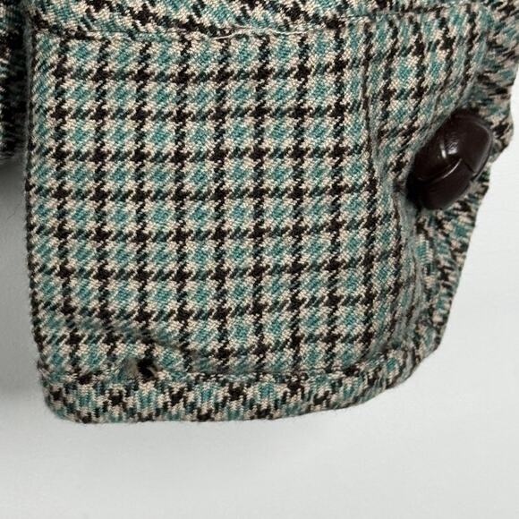 Y2K LAMB Gwen Stefani Wool Tweed Blazer Size 2 XS Teal Fitted Jacket 2008 Rare - Picture 6 of 9